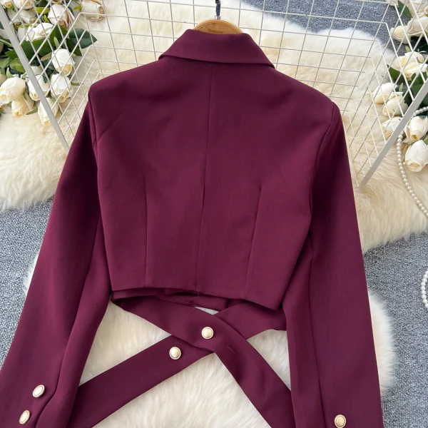 LW0139 Professional Light Wind Wind Women'S Two-Piece Strap Waist Short Suit Jacket High Waist Slit Skirt - Image 6